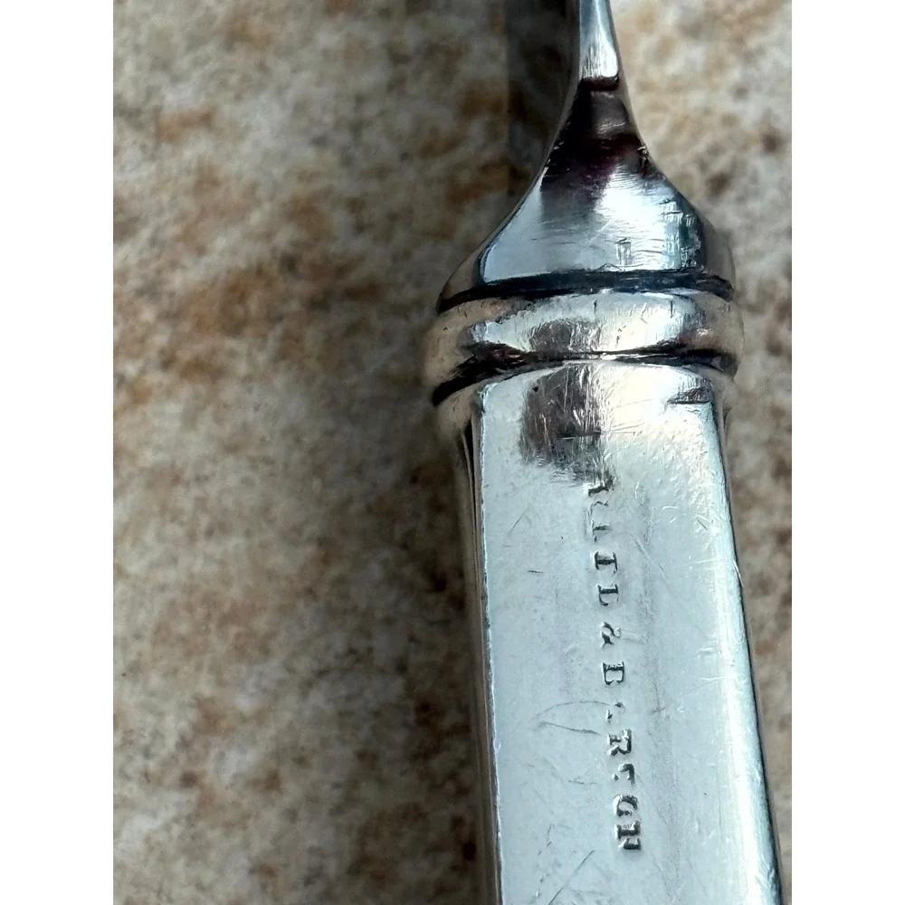 Reed & Barton Pointed Antique Silver Knife and Fork Set Monogram ASR